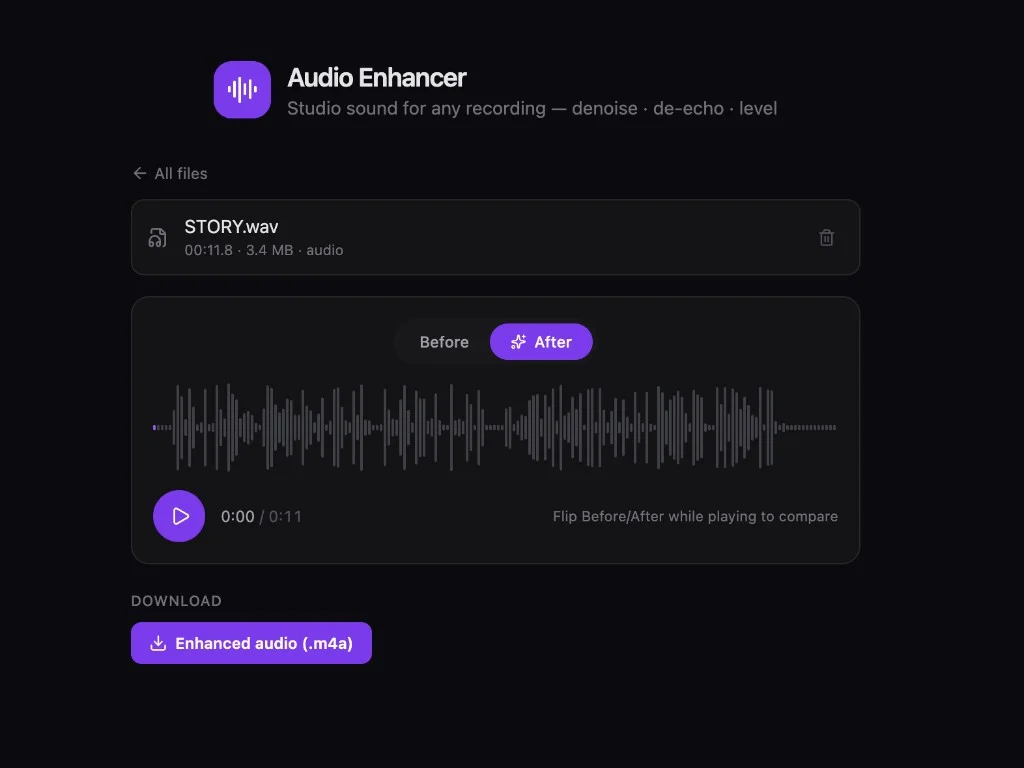Audio Enhancer before/after player